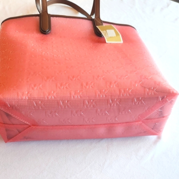 🏷️MK Eliza Large NS Tote Bag with Pouch Clear Geranium PINK - Picture 5 of 11